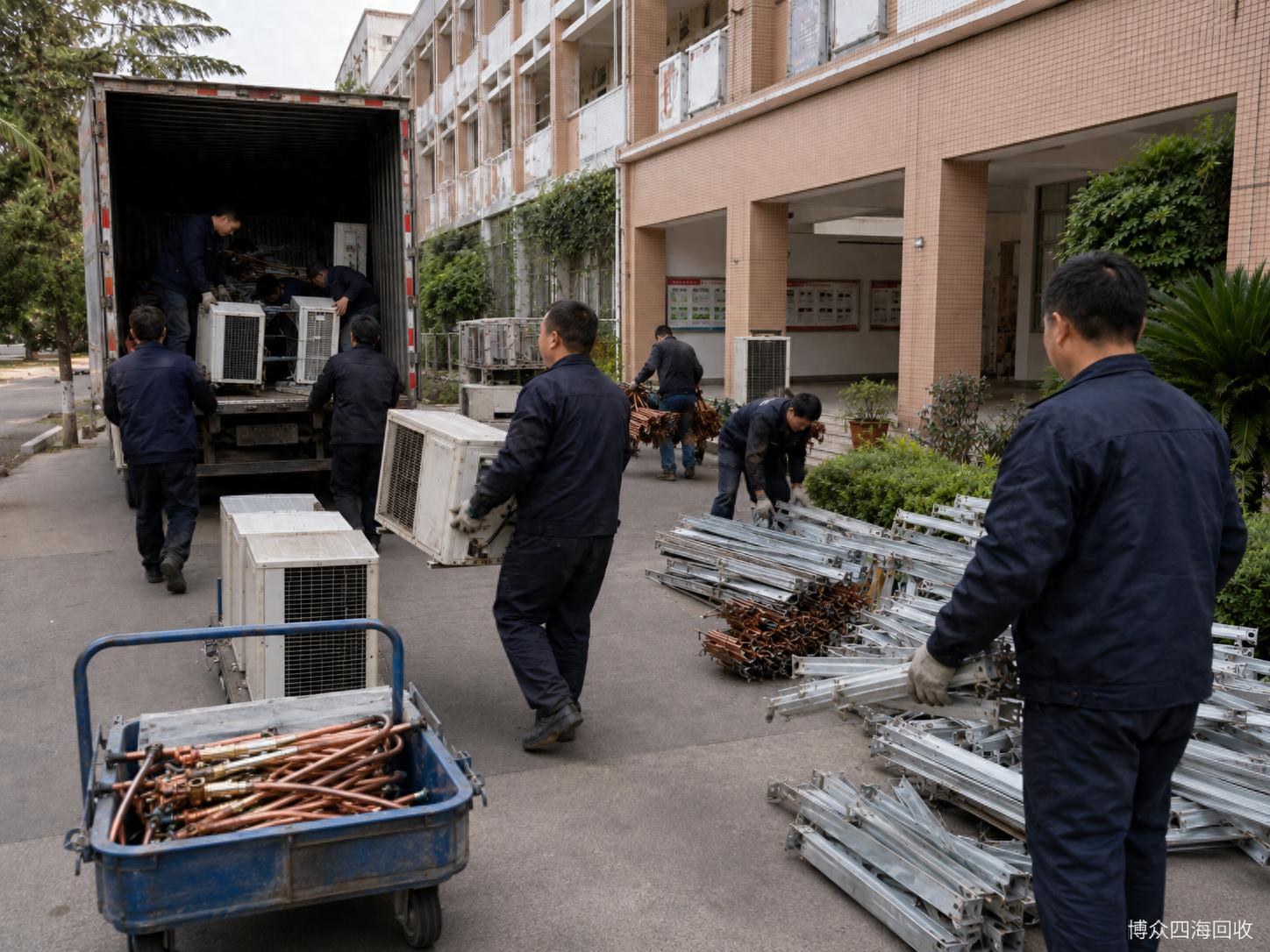 海淀某学校空调批量回收相关回收服务现场