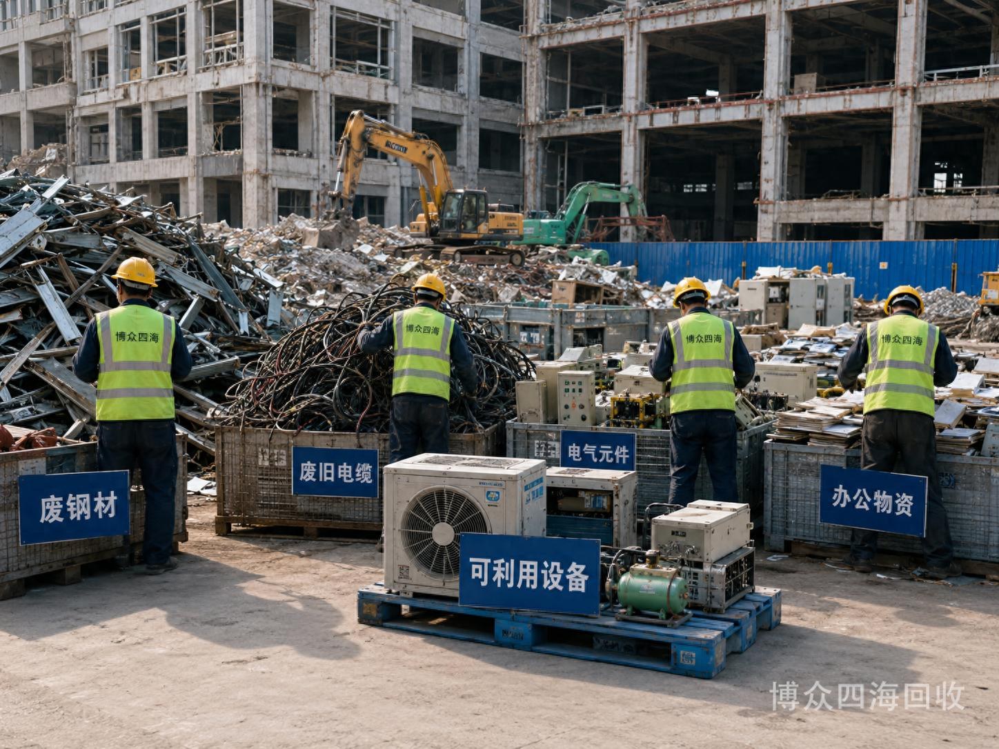 密云大型工厂整体拆除清场项目相关回收服务现场